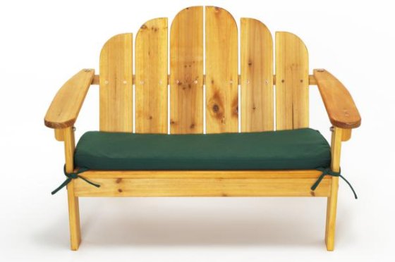 Untreated Wooden Garden Bench with Cushion